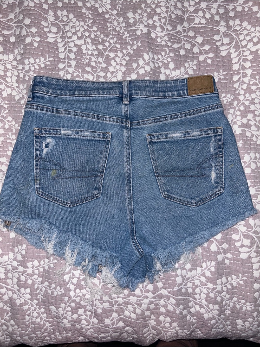 American Eagle Outfitters Light Blue Distressed Denim Shorts